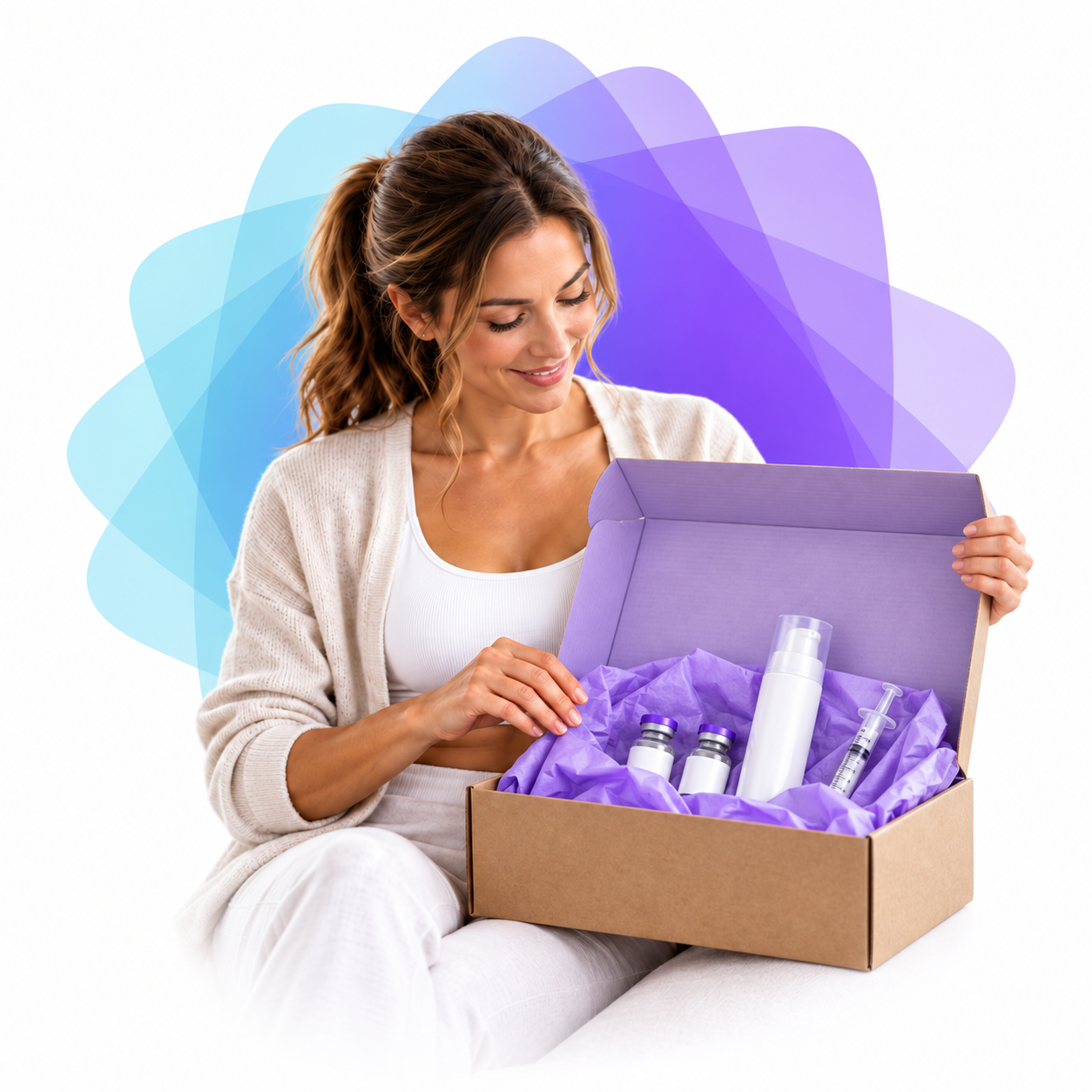 Client opening a discreet SlimReset delivery